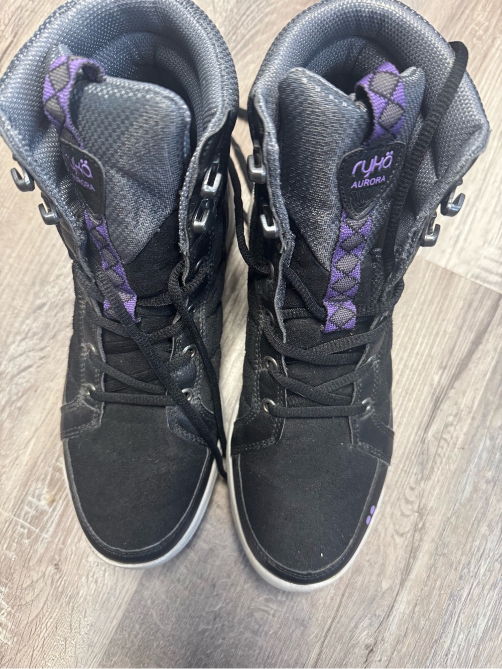 Ryka Aurora Women's Black and Purple Lace-Up High-Top Sneakers